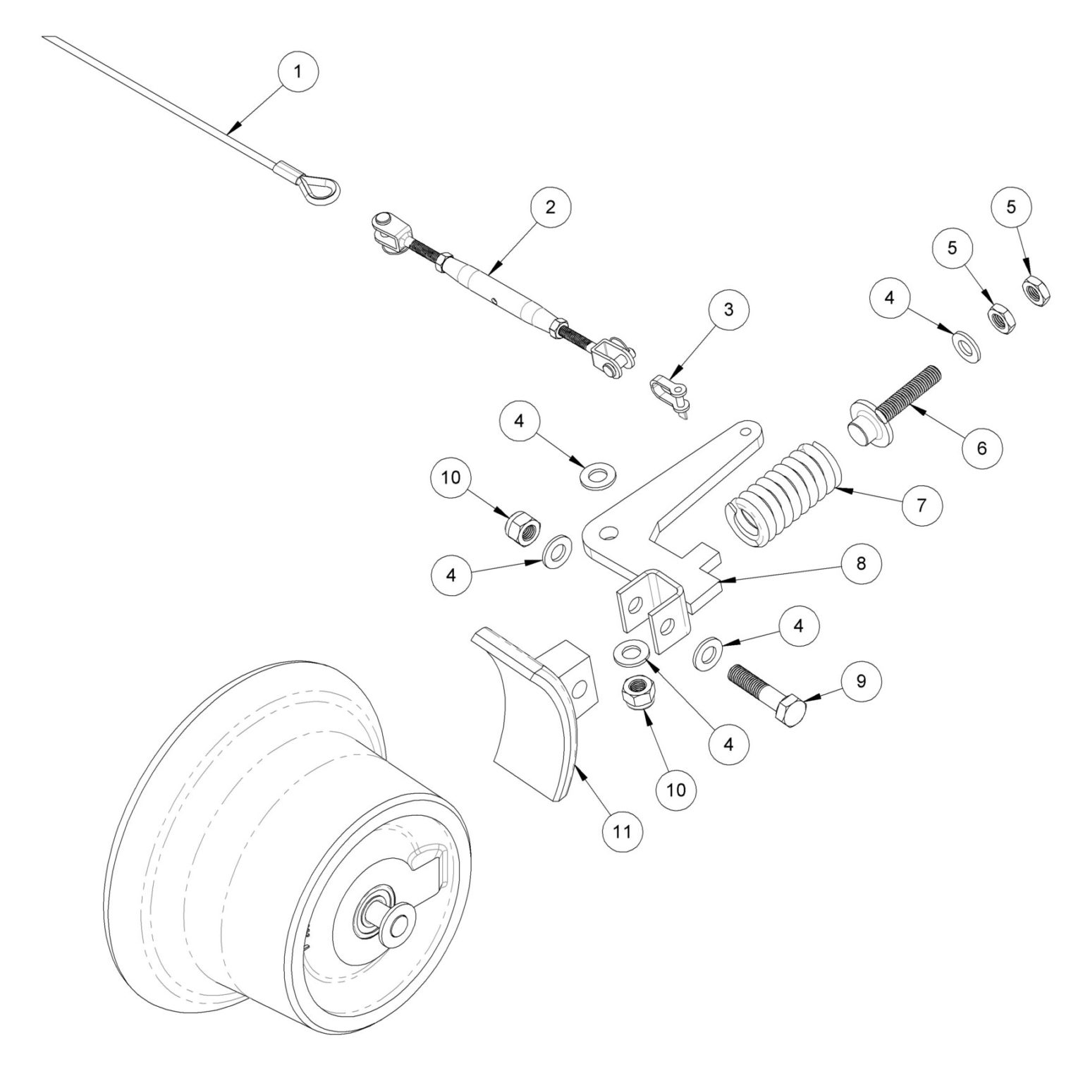 Link Trolley - Braked Wheel Assembly